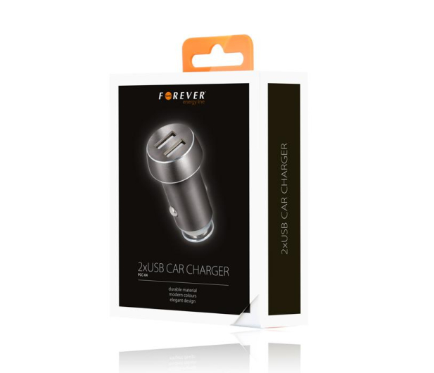 FOREVER 2x USB 3.1 A PCC-04 srebrna - 1390326 - zdjęcie
